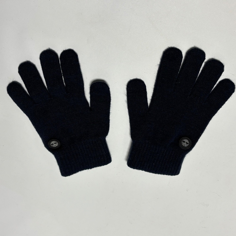 Timberland Knit Gloves‎ Kids Navy Blue Excellent Logo Ribbed Cuff Winter